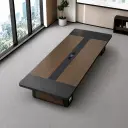Modern Minimalist Long Conference Table Rectangular Meeting Desk for Office thumbnail 1