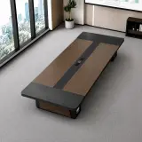 Modern Minimalist Long Conference Table Rectangular Meeting Desk for Office thumbnail 1