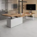Adjustable Height Solid Wood Conference Table – Modern Long Meeting Desk for Office thumbnail 4