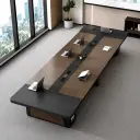 Modern Minimalist Long Conference Table Rectangular Meeting Desk for Office thumbnail 4