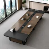 Modern Minimalist Long Conference Table Rectangular Meeting Desk for Office thumbnail 4