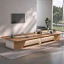 Modern Wood-Finish Conference Table for Office Meeting Rooms – Maoters thumbnail 4