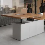 Adjustable Height Solid Wood Conference Table – Modern Long Meeting Desk for Office thumbnail 8