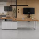 Adjustable Height Solid Wood Conference Table – Modern Long Meeting Desk for Office thumbnail 3