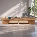 Modern Wood-Finish Conference Table for Office Meeting Rooms – Maoters thumbnail 3