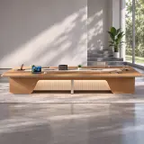 Modern Wood-Finish Conference Table for Office Meeting Rooms – Maoters thumbnail 3