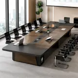 Modern Minimalist Long Conference Table Rectangular Meeting Desk for Office thumbnail 2