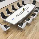 White Painted Long Conference Table – Perfect for Executive Meeting Rooms thumbnail 2