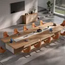 Modern Wood-Finish Conference Table for Office Meeting Rooms – Maoters thumbnail 2