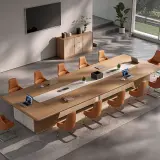 Modern Wood-Finish Conference Table for Office Meeting Rooms – Maoters thumbnail 2