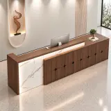 Modern reception desk with wood finish, suitable for office lobbies – Maoters thumbnail 4