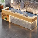 Modern luxury wood-finish reception desk - Maoters thumbnail 4