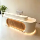 Reception Desk with Rounded Edges and Accent Lighting - Maoters thumbnail 4