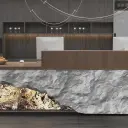 Modern Stone-Texture Reception Desk with Wood Top - Maoters thumbnail 9