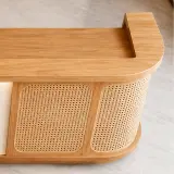 Rattan Curved Wood Reception Desk - Maoters thumbnail 10