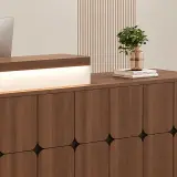 Modern reception desk with wood finish, suitable for office lobbies – Maoters thumbnail 9
