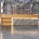 Modern luxury wood-finish reception desk - Maoters thumbnail 1