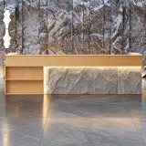 Modern luxury wood-finish reception desk - Maoters thumbnail 1
