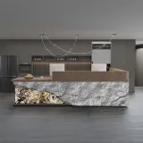 Modern Stone-Texture Reception Desk with Wood Top - Maoters thumbnail 1