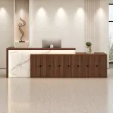 Modern reception desk with wood finish, suitable for office lobbies – Maoters thumbnail 3