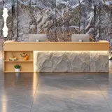 Modern luxury wood-finish reception desk - Maoters thumbnail 3