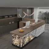 Modern Stone-Texture Reception Desk with Wood Top - Maoters thumbnail 3