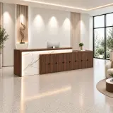 Modern reception desk with wood finish, suitable for office lobbies – Maoters thumbnail 2