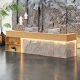 Modern luxury wood-finish reception desk - Maoters thumbnail 2