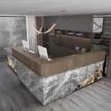 Modern Stone-Texture Reception Desk with Wood Top - Maoters thumbnail 2