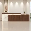 Modern reception desk with wood finish, suitable for office lobbies – Maoters thumbnail 1