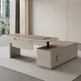 Electric Height Adjustable Standing Desk with Storage Cabinet – Modern Office Desk thumbnail 4