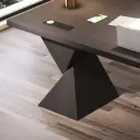Italian Minimalist Desk with Outlet Solid Wood thumbnail 9