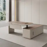 Electric Height Adjustable Standing Desk with Storage Cabinet – Modern Office Desk thumbnail 1