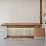 Light Luxury Executive Desk with Side Cabinet thumbnail 3
