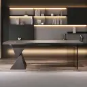 Italian Minimalist Desk with Outlet Solid Wood thumbnail 3