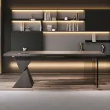 Italian Minimalist Desk with Outlet Solid Wood thumbnail 3