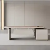 Electric Height Adjustable Standing Desk with Storage Cabinet – Modern Office Desk thumbnail 3