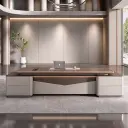 Large Executive Office Desk with Modern Wood Finish and Built-In Storage for Professional Office Spaces - Maoters thumbnail 3