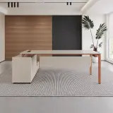 Modern Minimalist L-Shaped Executive Desk - Maoters thumbnail 3