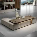Luxury Office Desk with Light Aesthetic — Modern Simple Design for High-End Study thumbnail 2
