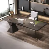 Italian Minimalist Desk with Outlet Solid Wood thumbnail 2