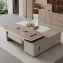 Electric Height Adjustable Standing Desk with Storage Cabinet – Modern Office Desk thumbnail 2