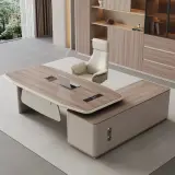 Electric Height Adjustable Standing Desk with Storage Cabinet – Modern Office Desk thumbnail 2