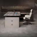 Modern Height Adjustable Electric Office Desk with Drawers & Storage Cabinet thumbnail 2