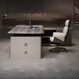 Modern Height Adjustable Electric Office Desk with Drawers & Storage Cabinet thumbnail 2