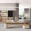 Modern Curved L-Shaped Executive Office Desk - Maoters thumbnail 3