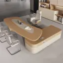 Modern Curved L-Shaped Executive Office Desk - Maoters thumbnail 2
