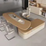 Modern Curved L-Shaped Executive Office Desk - Maoters thumbnail 2