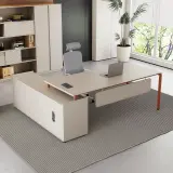 Modern Minimalist L-Shaped Executive Desk - Maoters thumbnail 2
