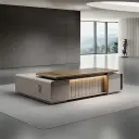 Luxury Office Desk with Light Aesthetic — Modern Simple Design for High-End Study thumbnail 1
